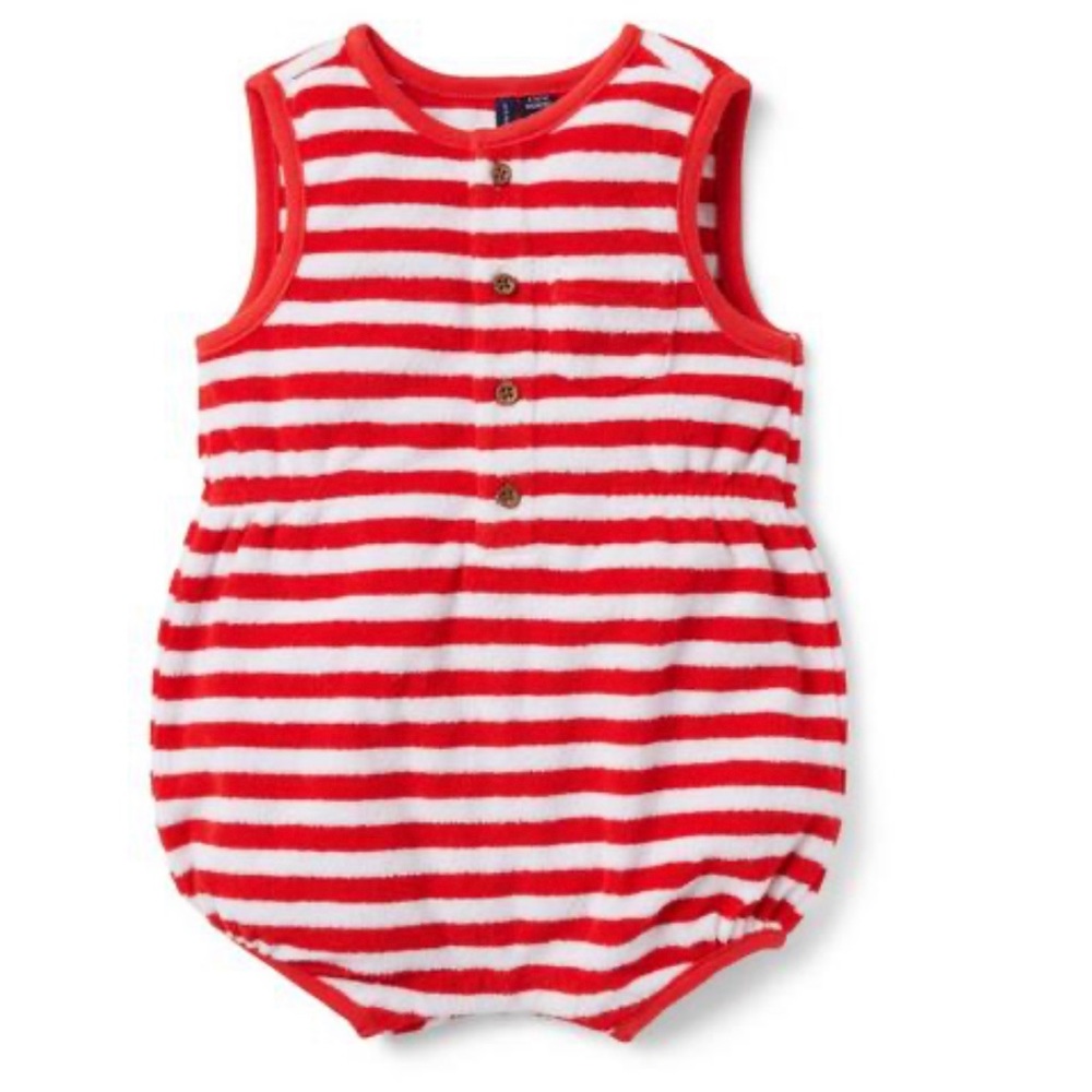 Janie and Jack Striped Terry Baby Romper